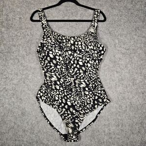 Swimsuits For All Black White Animal Print One Piece Swimsuit Beach Vacation 16